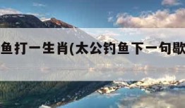 太公钓鱼打一生肖(太公钓鱼下一句歇后语是什么)