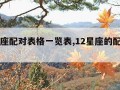 12星座配对表格一览表,12星座的配对大全