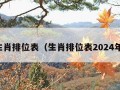 生肖排位表（生肖排位表2024年）