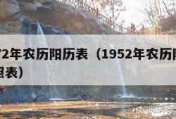 1972年农历阳历表（1952年农历阳历对照表）