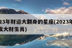 2023年财运大翻身的星座(2023年容易发大财生肖)