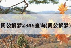 周公解梦2345查询(周公解梦)