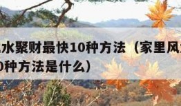 家里风水聚财最快10种方法（家里风水聚财最快10种方法是什么）