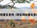 同名同姓重名查询（同名同姓重名查询系统）