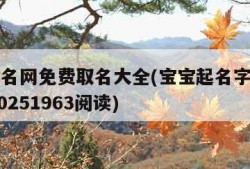 宝宝起名网免费取名大全(宝宝起名字大全免费2020251963阅读)