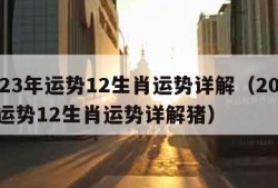 2023年运势12生肖运势详解（2023年运势12生肖运势详解猪）