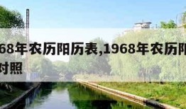 1968年农历阳历表,1968年农历阳历表对照