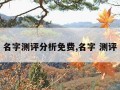 名字测评分析免费,名字 测评