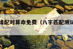 八字姻缘配对算命免费（八字匹配测试姻缘免费）