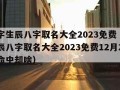 起名字生辰八字取名大全2023免费（起名字生辰八字取名大全2023免费12月29日是命中却啥）