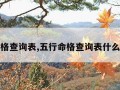 五行命格查询表,五行命格查询表什么水命好