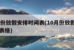 10月份放假安排时间表(10月份放假安排时间表格)