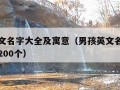 男孩英文名字大全及寓意（男孩英文名字大全及寓意200个）