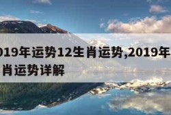 2019年运势12生肖运势,2019年各生肖运势详解