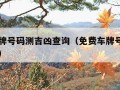 周易车牌号码测吉凶查询（免费车牌号码测吉凶超准）