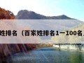 百家姓排名（百家姓排名1一100名人口）